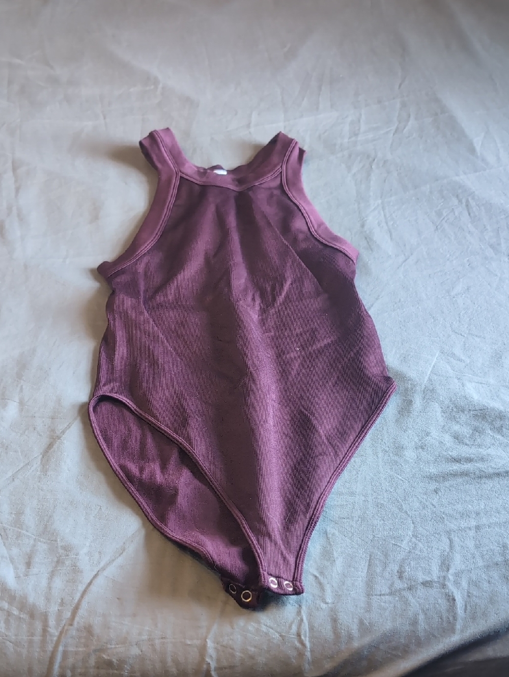 Ribbed One-Piece Bodysuit in Plum